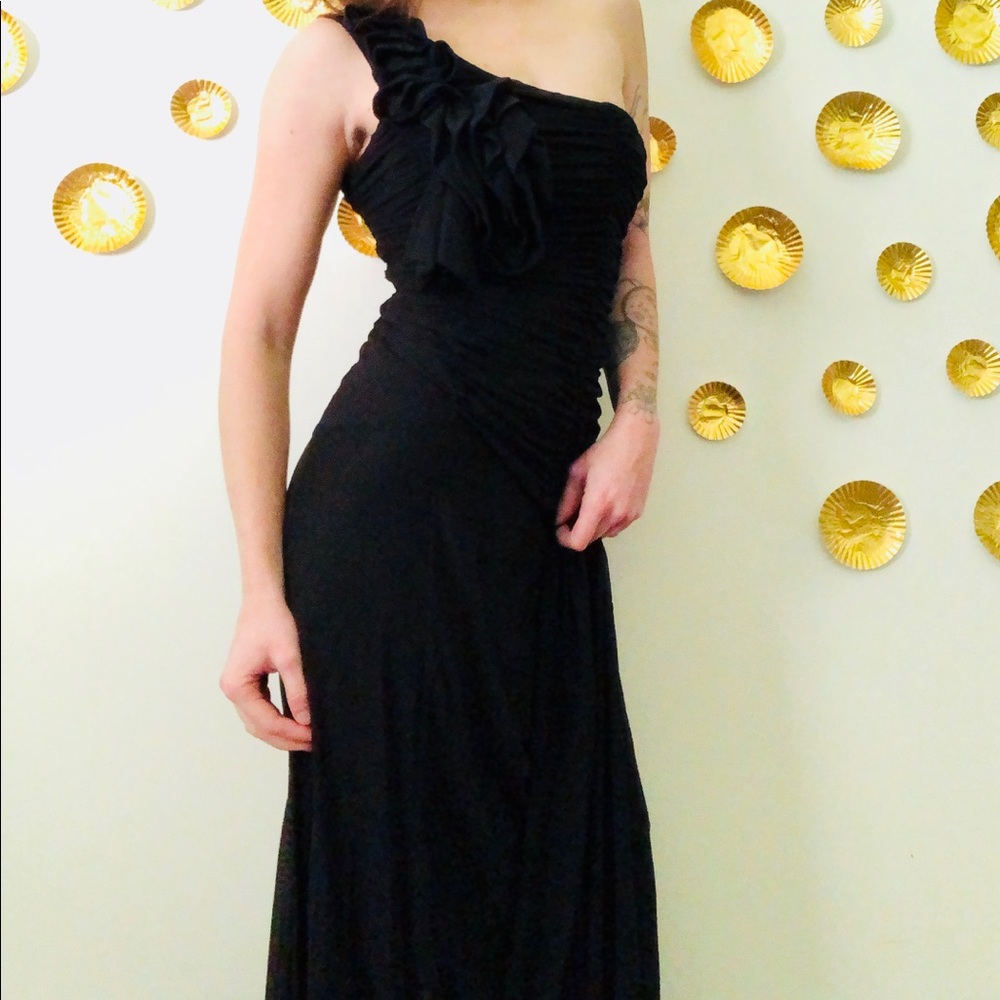 Floor length one shoulder dress